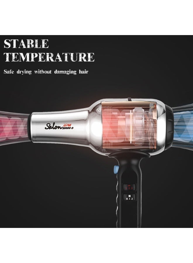 دي اس بي مجفف شعر احترافي من دي إس بي سيكادورا كلاسيك ستيل، بمحرك تيار متردد بقوة 2200 واط، تصميم كلاسيكي مطلي بالكروم، سرعتان و3 إعدادات لدرجة الحرارة، ووظيفة الهواء البارد. - Image 2